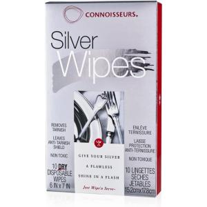imageConnoisseurs Silver Cleaner Wipes for Sterling Silver Jewelry and Tableware  10 Pack  Dry and Disposable  Remove and Prevent Tarnish