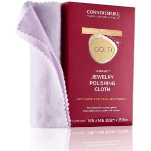imageCONNOISSEURS Premium Edition Extra Large Polishing Cloth Bundle for Silver ampamp Gold Jewelry  Ultrasoft Fabric with AntiTarnish Formula  2 Pack 14x14 Inches14 x 14 Inches  Gold